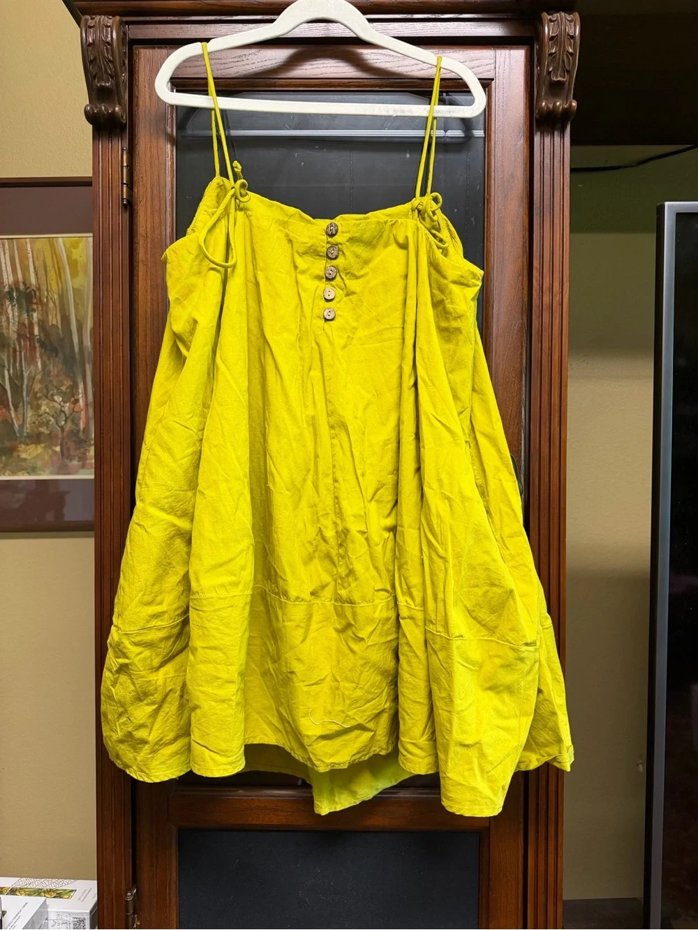 Free People Green/Yellow Mini Dress - Picture 1 of 3